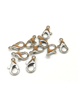 Карабины для бижутерии, серебро 10 мм