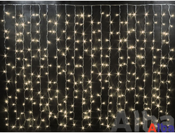 Занавес 2*3 м, ТЕПЛЫЙ БЕЛЫЙ, IP65 провод РЕЗИНА постоянное свечение