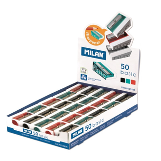 Точилка Milan BASIC, 1 отверстие, пластик, цвет в ассорт. 2,8х1,8х1,2