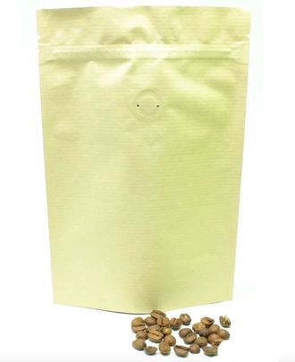 Пакет дойпак крафт с застежкой зиплок с клапаном 0,25 кг - 160х250 мм