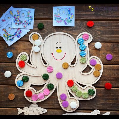 Тактильный осьминог с карточками