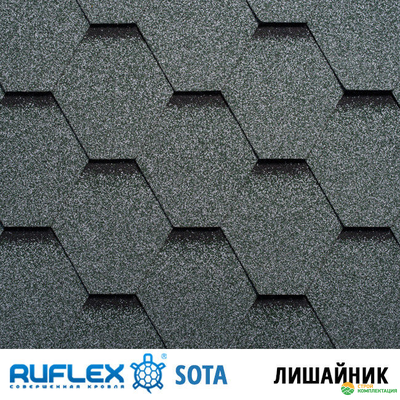 Гибкая черепица Ruflex Sota (Руфлекс Сота) цвет: Лишайник