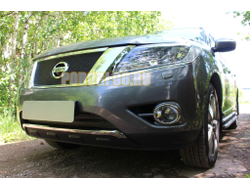 Защита радиатора Nissan Pathfinder 2014- black низ PREMIUM