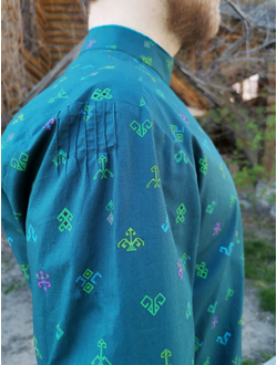 Современная косоворотка "Богатырская" пестрядь