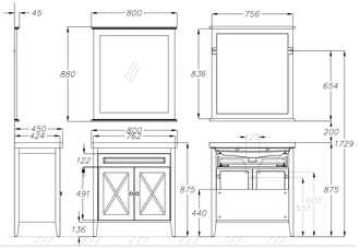 КОМПЛЕКТ МЕБЕЛИ ПАЛЕРМО 80 БЕЛЫЙ
