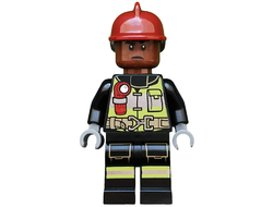 Firefighter - Dark Red Fire Helmet, Reddish Brown Head, Reflective Stripes, n/a (sh579)