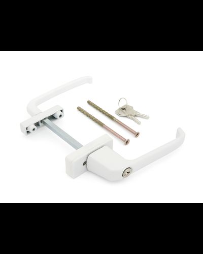 0011-Ручка оконная двухсторонняя,Узкая/обычная,алюм.,4х поз,с ключом,белая(1к - 2шт), (ГУ-40)