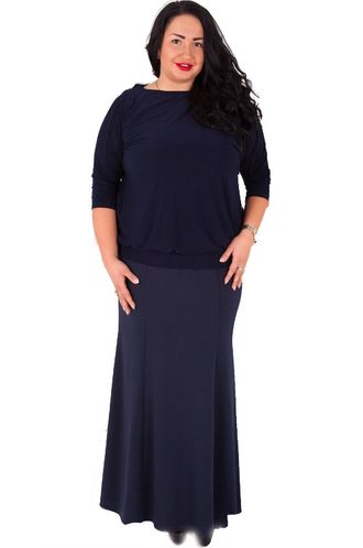 Длинная юбка Арт. 041302 (Цвет темно синий) Размеры 52-80