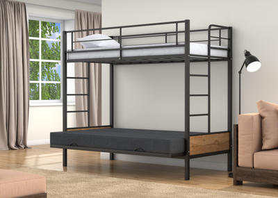 Двухъярусная кровать-диван Дакар 1 Черный (вставки дуб крафт табак) фото 1