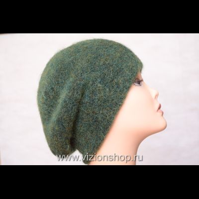 Зеленый женский берет из мохера с пчелкой Vizio Италия 36187