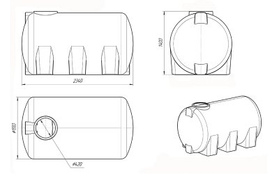 Размеры пластиковой емкости H3000