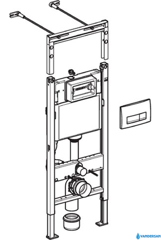 Инсталляция для подвесного унитаза GEBERIT Платтенбау Duofix UP100 458.125.21.1 с клавишей Delta, прямоугольные кнопки хром
