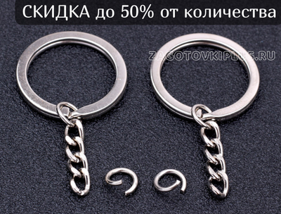 Плоское кольцо 28мм с утолщённой цепочкой