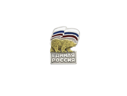 Значок "Единая Россия" из серебра 925 пробы с золочением 18К и эмалью