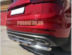 Защита заднего бампера двойная с перемычками d60/42 для Chery Tiggo 8 Pro 2021-