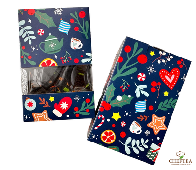 Коробочка крафт (с окном) с новогодним дизайном