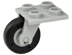 Plate, Modified 2 x 2 Thin with Plane Single Wheel Holder with Light Bluish Gray Wheel with Molded Black Tire Pattern 2415 / 65630pb01, Light Bluish Gray (2415c08)