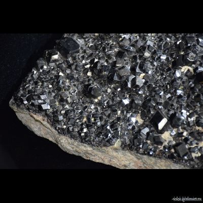 Меланит (разн. граната), друза, с пиритом, эпидотом, самородной медью - 310*235*100мм (ААА)