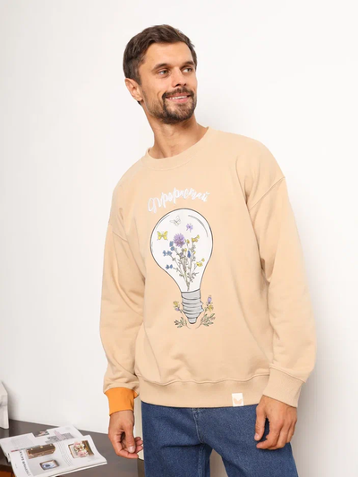 МУЖСКОЙ СВИТШОТ БЕЖЕВЫЙ "ПРОРАСТАЙ"