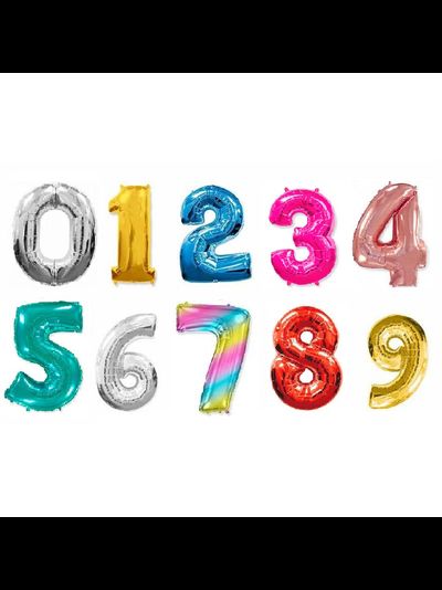 Фольгированная цифра 80 см, серебро, золото, синяя, фуксия, бирюзовая, розовое золото, красная, радужная