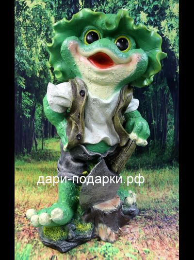Лягушка в капустной шляпе 50*30см    3кг    полистоун Россия 3058/011279-3*