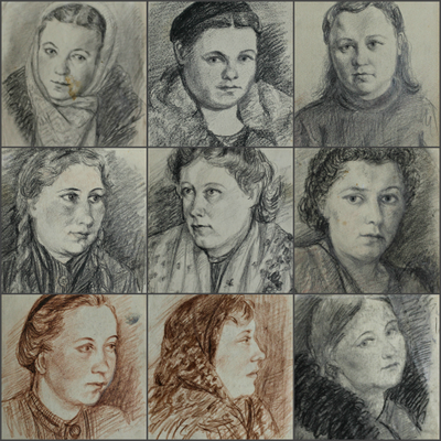 "Портрет женщины" бумага карандаш 1943 год