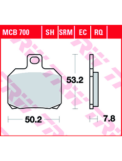 Тормозные колодки передние/задние TRW MCB700 для Ducati // Yamaha // Suzuki // KTM // Bombardier // Aprilia // Benelli // Bimota // Cagiva // CPI // Derbi // Laverda // Malaguti // MBK // Moto Guzzi // Moto Morini // MV Agusta // MZ/MUZ // Peugeot