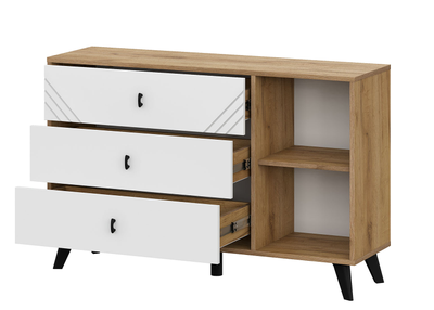 Байкал Комод 3 ящика со створкой Дуб Золотой/Белый матовый