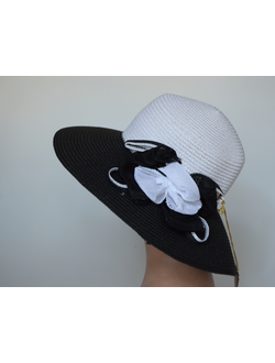 Stefania Maiaroli шляпа летняя 1637 черная с белой тульей