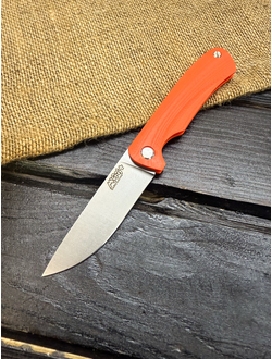 Фрикционный складной нож Микрос+ сталь VG-10, рукоять G10, цвет оранжевый