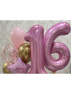 Шар-цифра 102 см Slim с гелием Фламинго