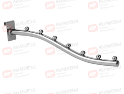 P017 Кронштейн на торговую решетку волнообразный, цвет: хром, 7 шариков, L=350 мм