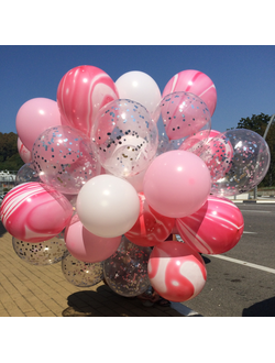 Набор гелиевых шаров клубничный коктейль на assorti123.ru