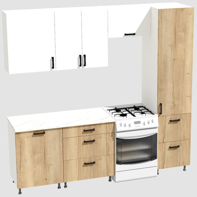 Кухня Эконом 1,8 метра с колонкой (1300х500) Цвет: Белый/Дуб Вотан