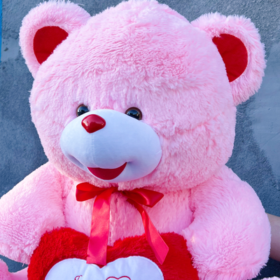 Большой плюшевый медведь 135 см розовый Ник