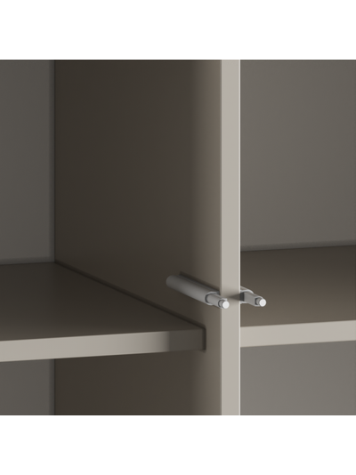 Ника Витрина со стеклом 800, 800*2100*410 (мдф бежевый мат-05 / лдсп кашемир+дуб делано)