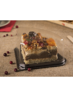 Контейнер для четверти торта треугольный ( пластик, крыш-дно, прозр/черн), 135*135*72мм