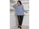 Женская Туника-рубашка  прямого силуэта с разрезами арт. 6093 (цвет серый) Размеры 50-72