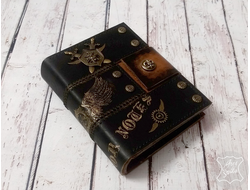 оригинальный подарок, ежедневник в стиле стимпанк, блокнот стим панк, ежедневник из кожи, стимпанк