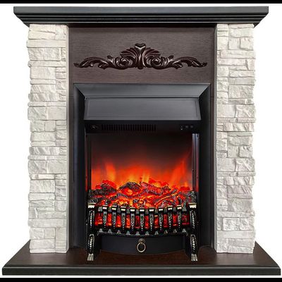 Электрокамин Malta AO белый камень с очагом Fobos