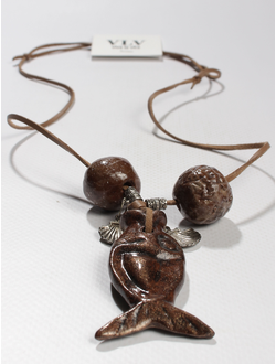 Подвеска "Рыбка с бусинами" керамика