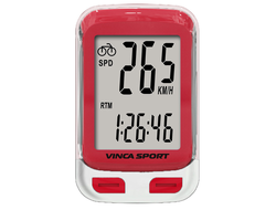 Велокомпьютер проводной белый-красный