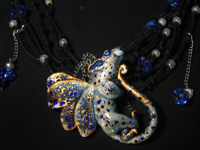 Волшебное колье "Снежная Ночница, Крылатая Мышка", Новогодний подарок