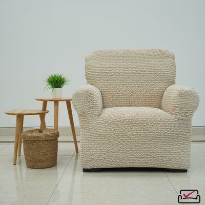 Чехол на кресло Микрофибра Ваниль. Защита мягкой мебели от животных.