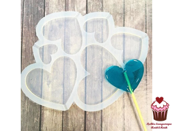 Форма силиконовая для леденцов Сердечки ассорти 6яч.