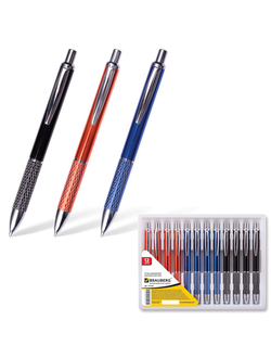 Ручка бизнес-класса шариковая BRAUBERG "Aura", корпус ассорти, узел 1 мм, линия письма 0,7 мм, синяя, 141423