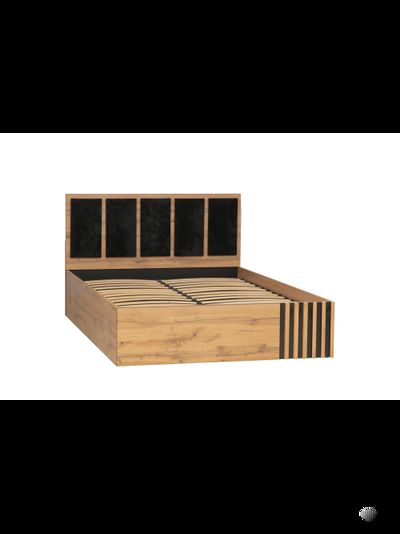 Либерти 51.26 Кровать универсальная (ортопед 5Н или подъемник) (дуб вотан / черный / ткань велюр монако черный) (без основания)