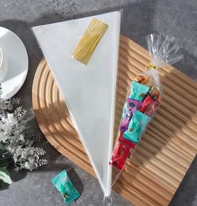 Конусный пакетик с твист лентой 13*25 см (100 шт)