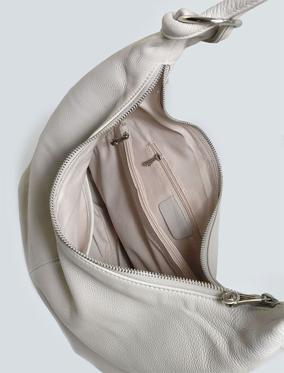 (АРТИКУЛ: 8618/1/7) СУМКА МЕШОК, БОЛЬШАЯ, НАТУРАЛЬНАЯ КОЖА, СВЕТЛО-СЕРАЯ, ЧЕРЕЗ ПЛЕЧО