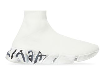 Balenciaga WOMEN'S SPEED 2.0 GRAFFITI RECYCLED KNIT TRAINERS IN WHITE белые женские